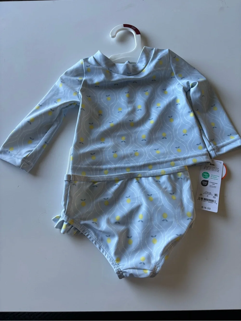 Carter's Light Blue Rash Guard Swim Set with Yellow Lemon Print